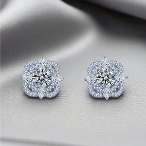 Diamond tested 925 Silver Stud Earrings- 1 Carat Moissanite-GRA certified